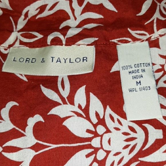 Lord & Taylor Belted Tunic Printed Cotton Top M - Picture 3 of 5